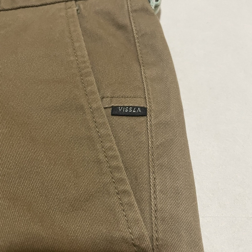 Vissla Pants Mens Size 30 X 31 High Tider Chino Casual Khaki Slim Straight Brown - Picture 2 of 9
